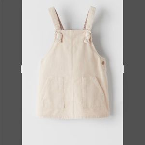 Zara BASIC NATURAL COLOR CORDUROY PINAFORE DRESS 3-4 years gently used cotton